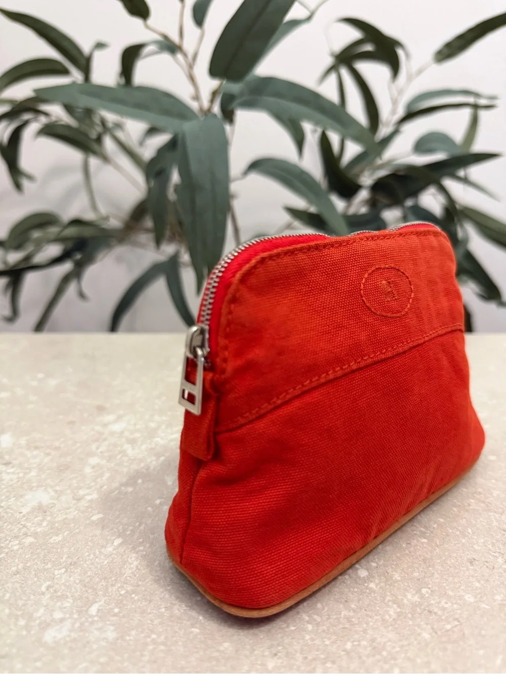 Hermes Bolide Pouch TPM Orange Canvas Travel Cosmetic Bag